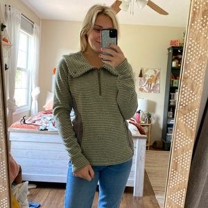 💖 3 for $35 Avalanche Green Striped Quarter Zip Cowl Neck Hoodie